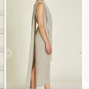 BLACK CRAINE Obi Linen Dress in Ash (Taupe-Grey) - Size L